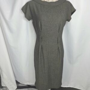 Jones New York Black Tan Short Sleeve Small Dot Pattern Vintage Look Dress Sz 6
